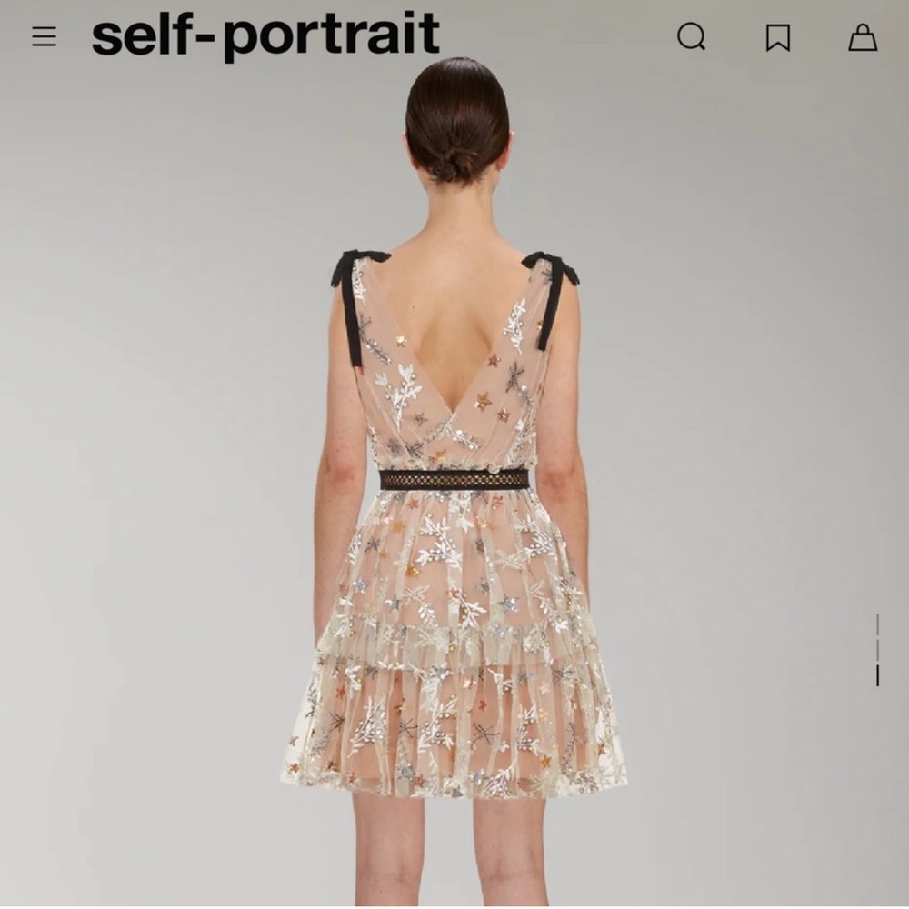 Self-Portrait Star Embellished Mini Tier Dress - Picture 2 of 7